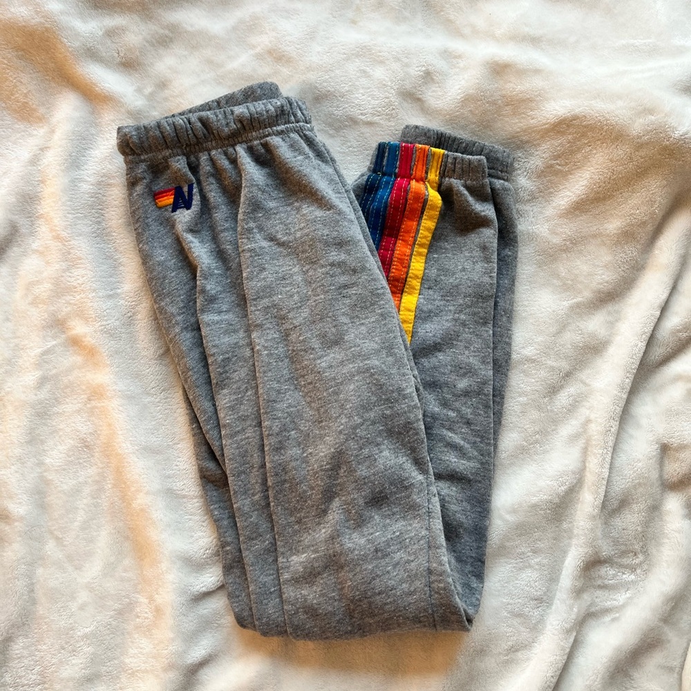 Aviator Nation 5 Stripe Sweatpants in Heather Grey